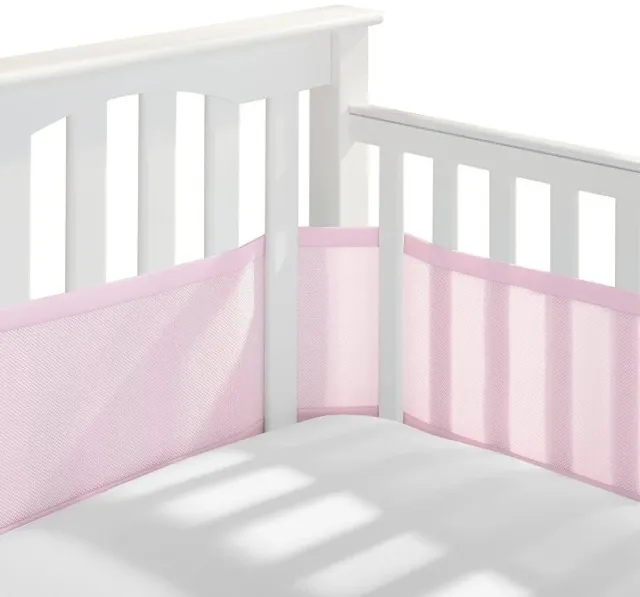 NEW BreathableBaby Breathable Mesh Crib Liner – Classic Collection – Light Pink
