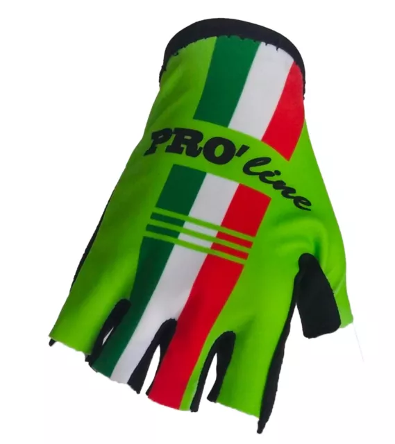 Guanti Ciclismo Bicicletta Da Corsa Estivi PRO' line Verde Fluo Tricolore