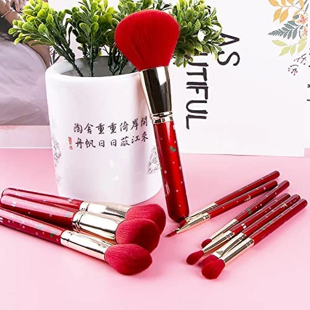 Set Di Pennelli Da Trucco per Trucco 10 Pezzi, Colore Rosso, Pennello per Fondot 5