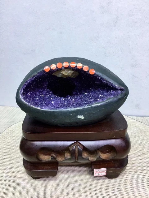 17.93LB Natural Amethyst Geode Crystal Quartz Specimen Healing+stand