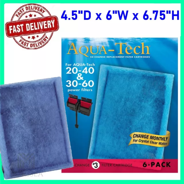 Aqua-Tech EZ-Change Aquarium Filter #3 Cartridge For 20-40/30-60 Filters 3/6Pack