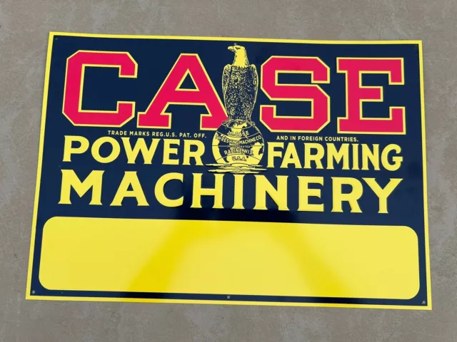 J.I CASE TRACTORS EAGLE FARM MACHINERY SIGN EMbOSSED VINTGE 14”x19”