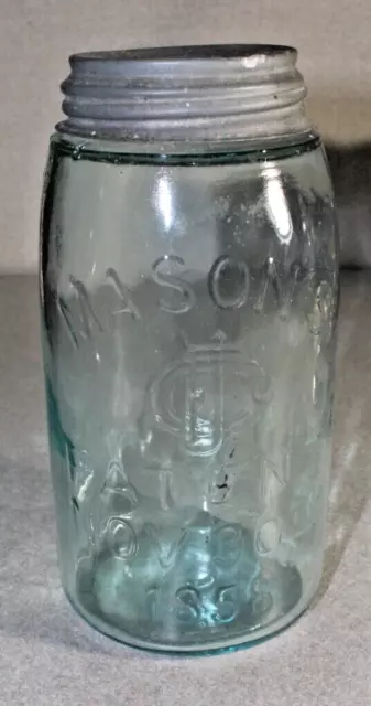 1858 Masons Jar Patent NOV. 30th CFJ Co Light Blue