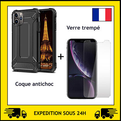 Verre Trempe + Coque Protection Anti Choc Apple Iphone 5/6/7/8/Xs/Xr/11/12/Se/+