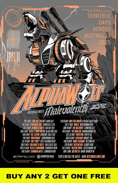 ALPHA WOLF 2025 Laminated Australian Tour Poster A4 FREE POST $16.95 ...