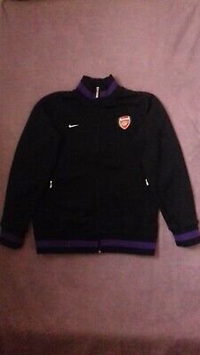 Boys NIKE Arsenal Zip Up Black Tracksuit Top Jacket, Age 13-15 Years - VGC