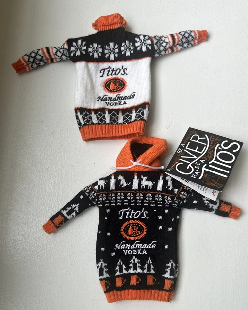 2 Tito’s Handmade Vodka Ugly Sweater Hoodie Bottle Covers Gift Wrap