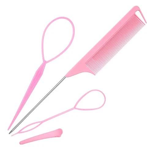 4 Pack Hair Loop Tool Set With 2 Pcs French Braid Tool Loop1 Pcs Rat Tail Comb1
