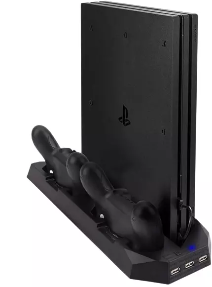 LIDWEE PS4 Pro Vertikaler Stander Schwarz✅2 Lüfter✅Ladestation Für 2 Controller✅