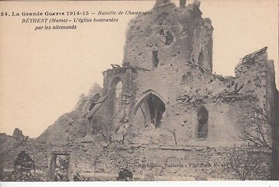 CPA GUERRE 14-18 ww1 marne betheny church bombed by Germans
