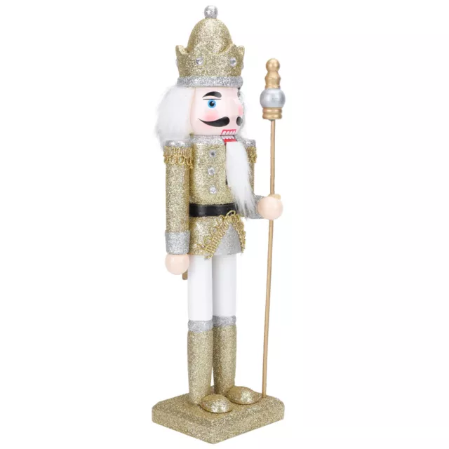 1pc Wooden Nutcracker Christmas Decor Soldier Puppet Ornaments Golden-