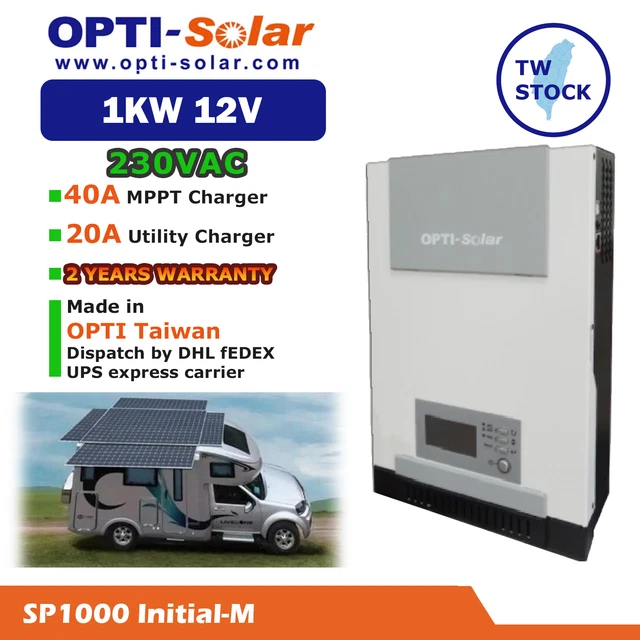 Marine 1000w 230vac DC12V solar inverter MPPT max charge current 60A SUV SRV RV