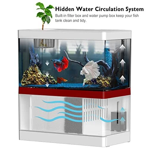 Betta Fish Tank, Insputer 1.5 Gallon Small Aquarium with Filter and LED Light, F 2