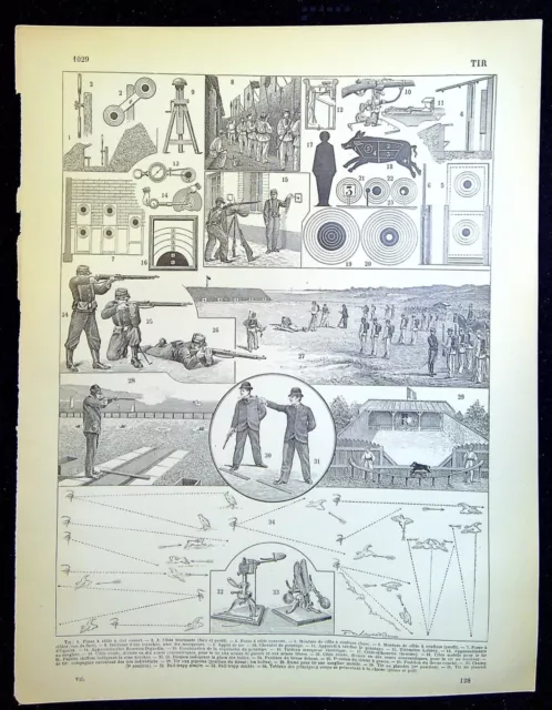 Antique Press Engraving - Le Tir