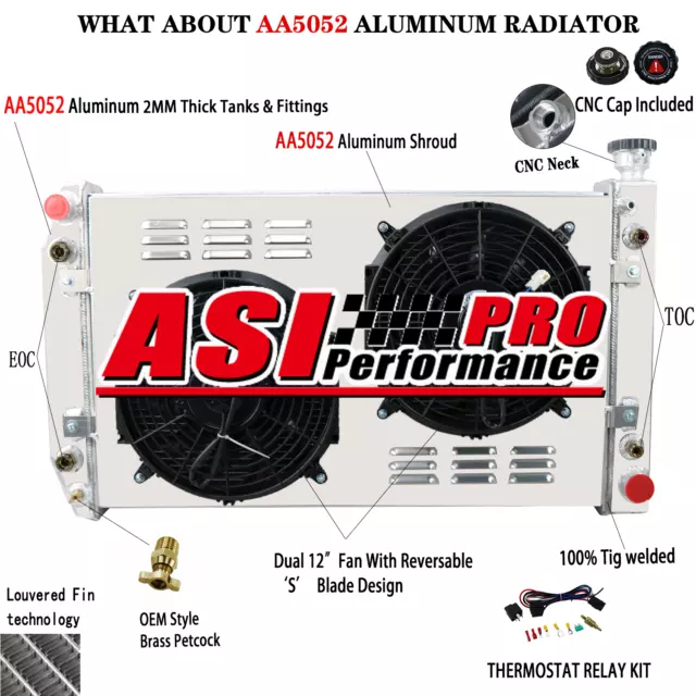 3-Rows Radiator Shroud Fan Relay for 1988-1999 CHEVY C/K 1500 2500 3500 5.0 5.7