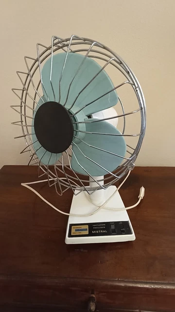 Ventilateur Oscillant Mistral – Vintage Années 70 – Fabriqué En Italie – Occasion Fonctionnel – Déco Industriel Rétro