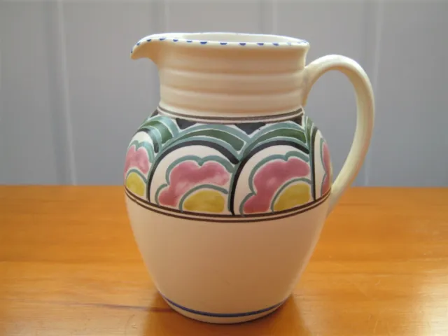 Honiton Pottery Milk Jug Creamer Hand Painted Frieze 10.5 cm Tall Vintage 1950s