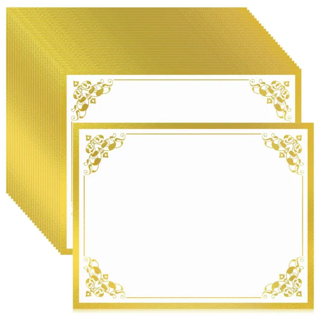 200 Sheets Certificate Paper 8.5 X 11 Inches with Gold Foil Border for Printing