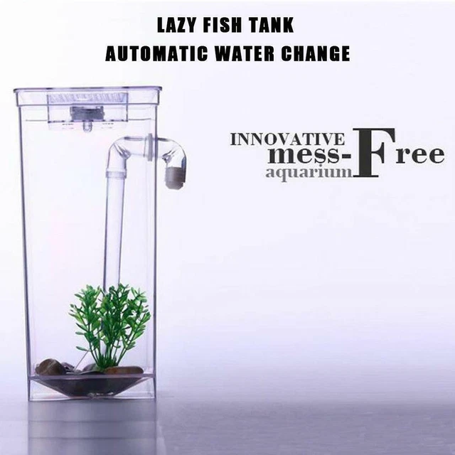 Kids Mini Transparent Fish Tank Self Cleaning Small 2Q6W NEW Fish S7U8 J3H4 5