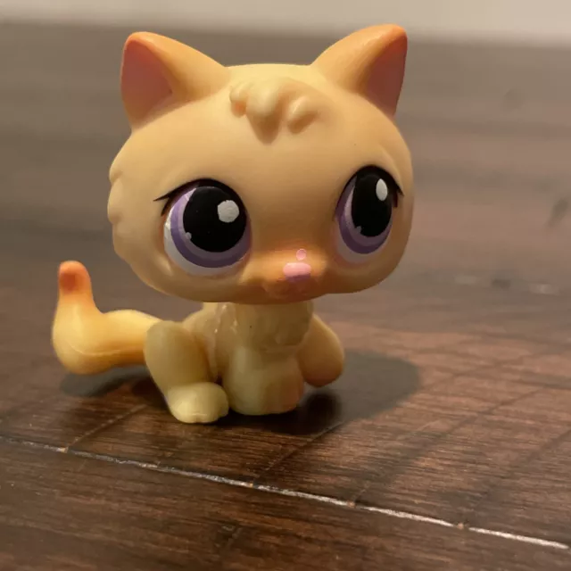 Littlest Pet Shop LPS Orange Yellow Kitten With Purple Dot Eyes 248