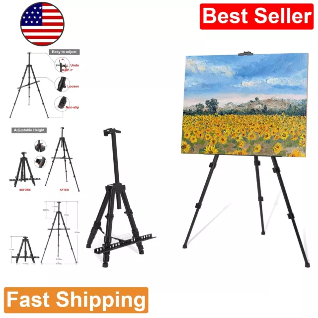 Adjustable Height Easel for Painting Canvas - Aluminum Art Stand - Portable Bag