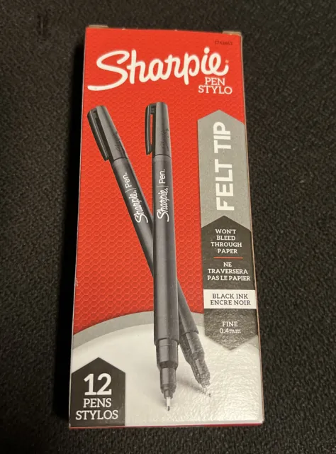 Sharpie 1742663 Permanent Fine Point Pen, Black - 12 Count