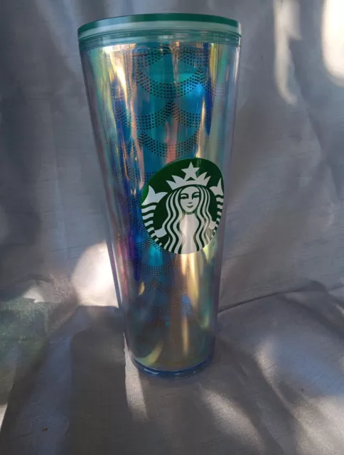 Starbucks 24oz Acrylic Iridescent Rainbow Siren Scales Cold Cup Mermaid Tumbler