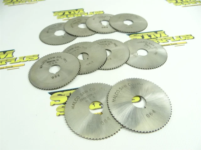 Lot Of 10 Assorted Malco Hss Screw Slotting Saws 2-3/4" X .064" X 5/8" & 3/4"