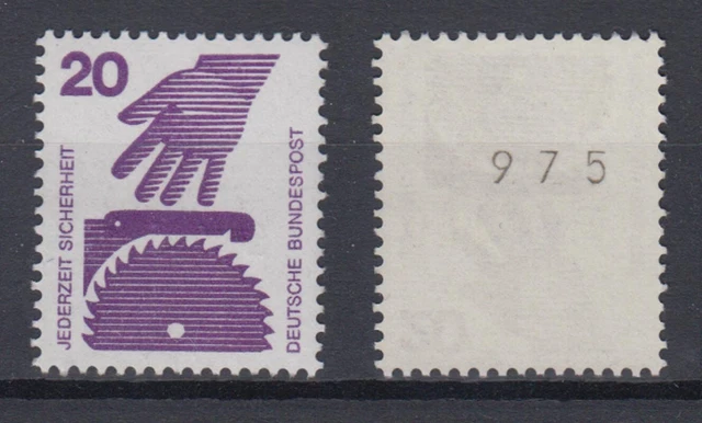 Bund 696 a RM ungerade schwarze Nr. aus 1000er Rolle Unfallverhütung 20 Pf **