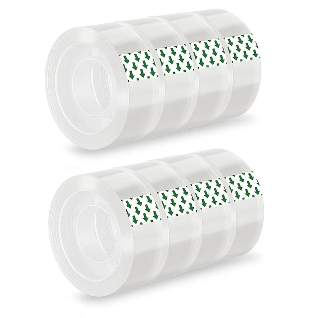 TIESOME Lot de 8 rouleaux de ruban adhésif transparent - 18mm x 26m - Rouleau de