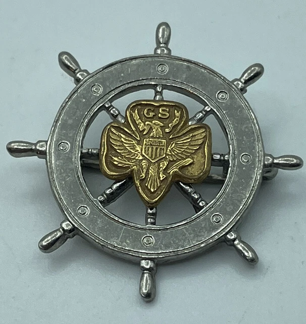 VINTAGE MARINER GIRL Scout Membership Pin Ship's Wheel 18.50 PicClick