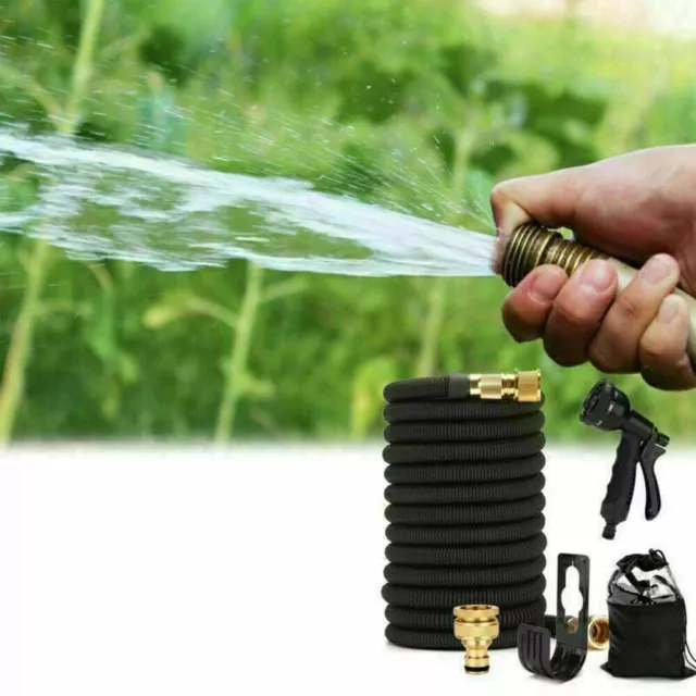 100ft Expandable Garden Hose Pipe 8 Function Spray Watering Washing Car Outdoor