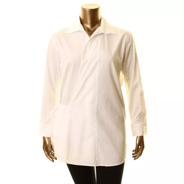 YS BY YOHJI YAMAMOTO Women's Cotton Faux-wrap Tunic Button Down Shirt Top 1 TEDO