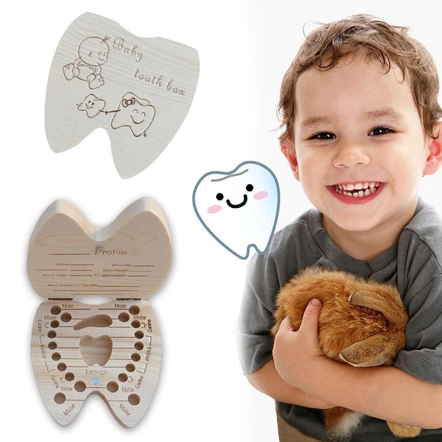 Wooden Milk Teeth Organizer Storage Tooth Box Boys Save F1 Souvenir 2Q6W W5F9