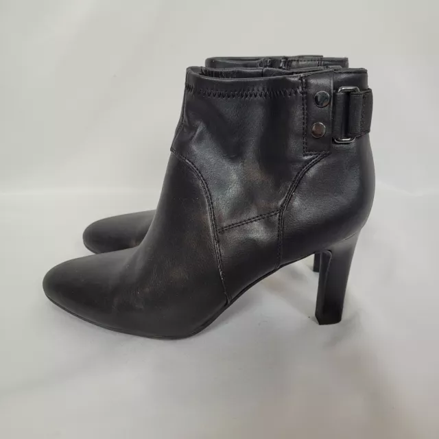 Franco Sarto Womens Serrano Stretch Faux Leather Heeled Booties Black Size 6M