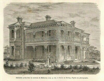 DESSIN DE BARCLAY MUSEUM MELBOURNE AUSTRALIA GRAVURE ENGRAVING 1880 
