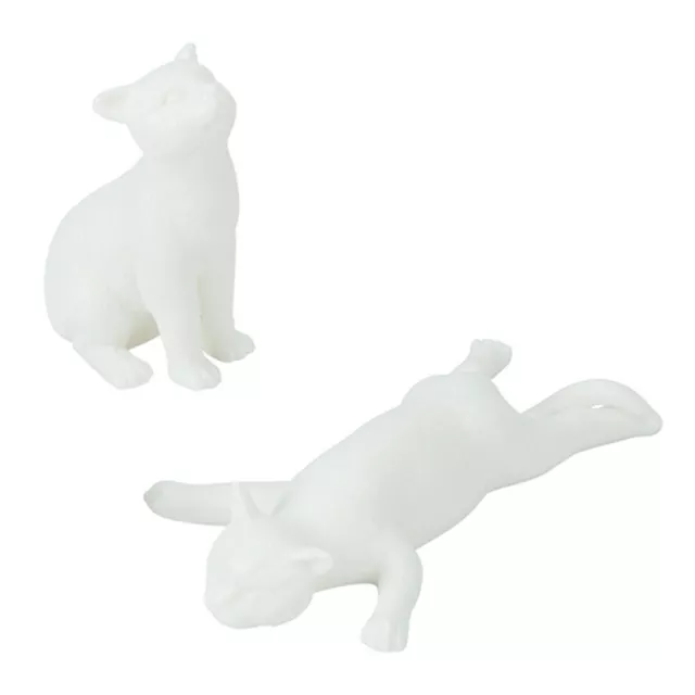 2 Pcs Blanche Céramique Ornements De Chat Décor Bureau Dessus