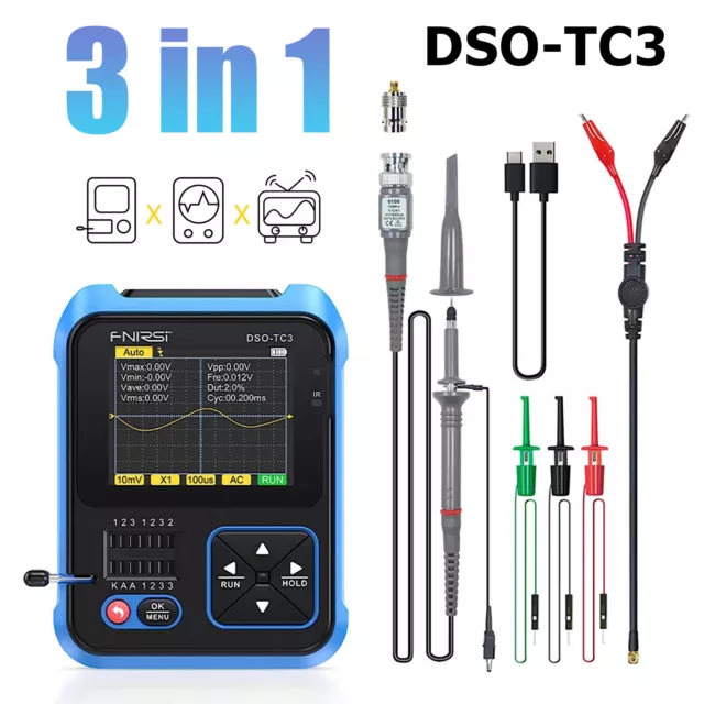 3 in 1 FNIRSI DSO-TC3 Digital Oscilloscope Transistor Tester Signal Generator CN