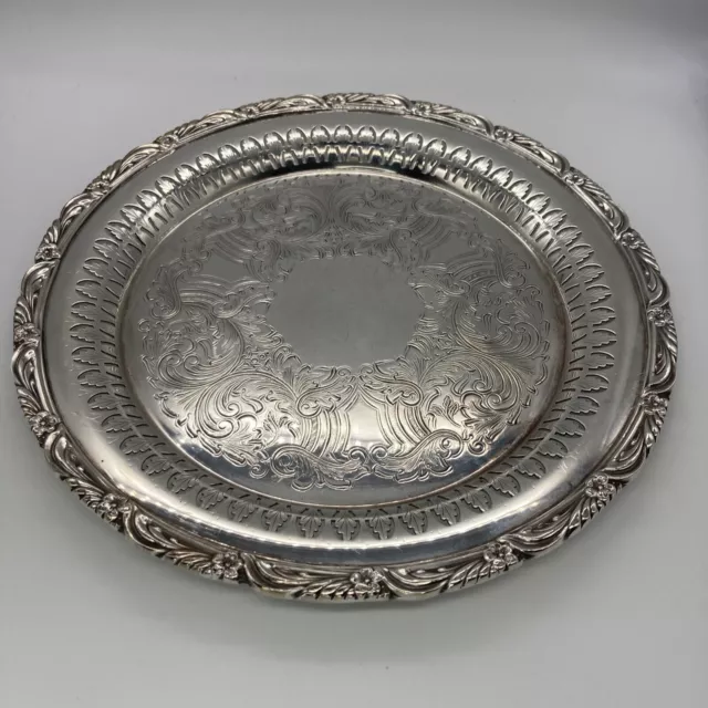 Rideau Plate Silverplate Round Engraved Reticulated Serving Tray Canada