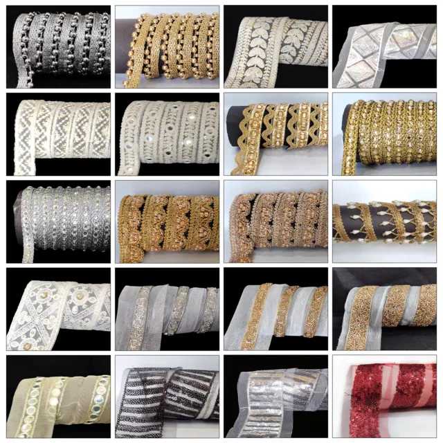 Indian Metallic Scallop Gota Zari Braid Lace Craft Trim Embellishment Sewon Dori