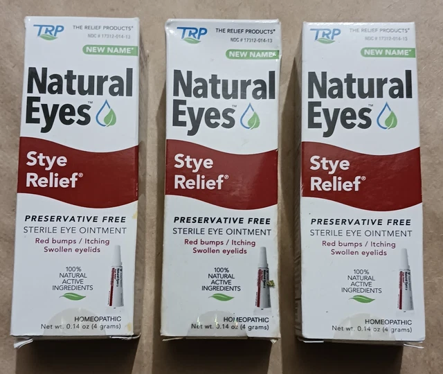 Lote de 3 Nuevos Ojos Naturales Sellados: Ungüento Estéril Alivio de Orzuelos 100% Natural TRP.