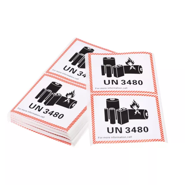 Rectangle UN3481 Batterie Autocollants Expédition Noir 4.68 x 4.29 pouce Set 100