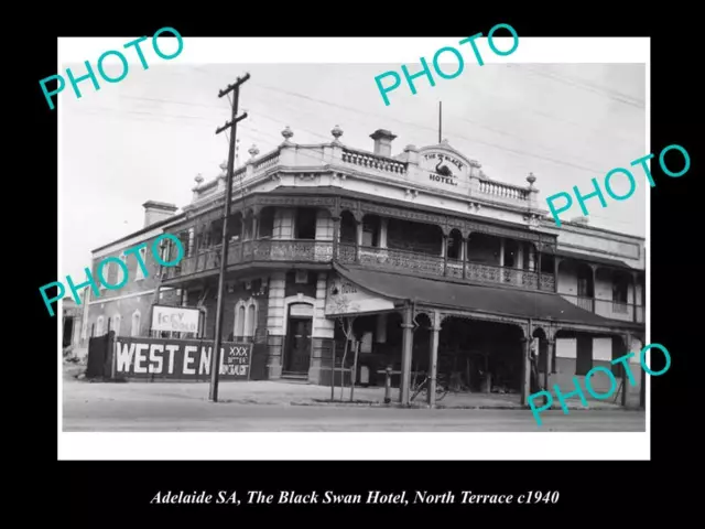 OLD POSTCARD SIZE PHOTO OF ADELAIDE SA BLACK SWAN HOTEL NORTH Tce 1940
