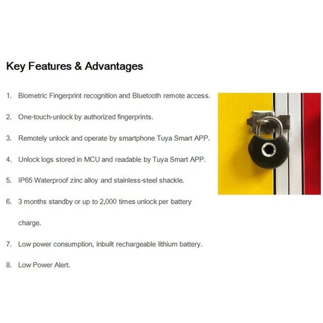 électronique Bluetooth Cadenas Tuya Serrure d'empreinte digitale intelligente 5