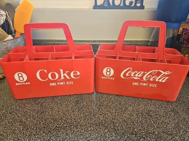 Set Of 2 Vintage Coca Cola /Coke 8 Pack Glass Pint  Bottle Carrier