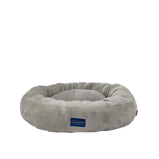 Hugo & Hudson Round Plush Donut Pet Dog Bed Cuddler, Light Gray Small