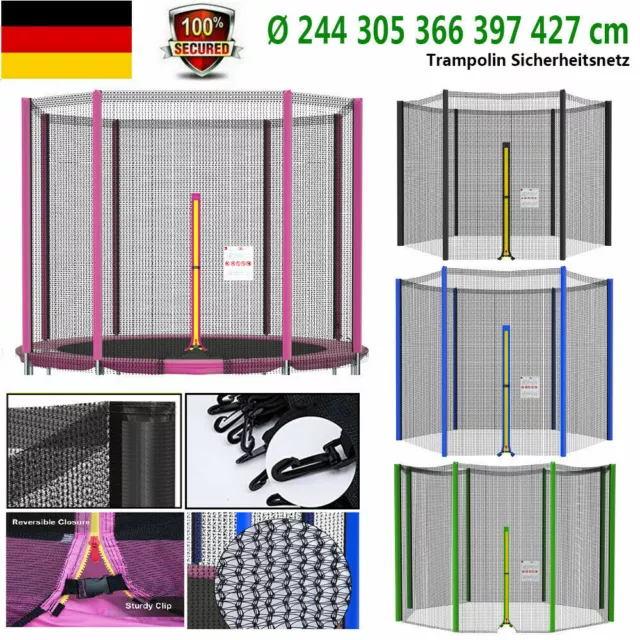 6/8 Stangen Trampolin Sicherheitsnetz Ersatzteile Netz für Ø 244 305 366 397 427