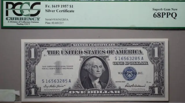 1957 Washington $1 Dollar Silver Certificate PCGS 68PPQ Superb Gem New