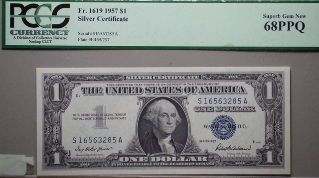 1957 Washington $1 Dollar Silver Certificate PCGS 68PPQ Superb Gem New