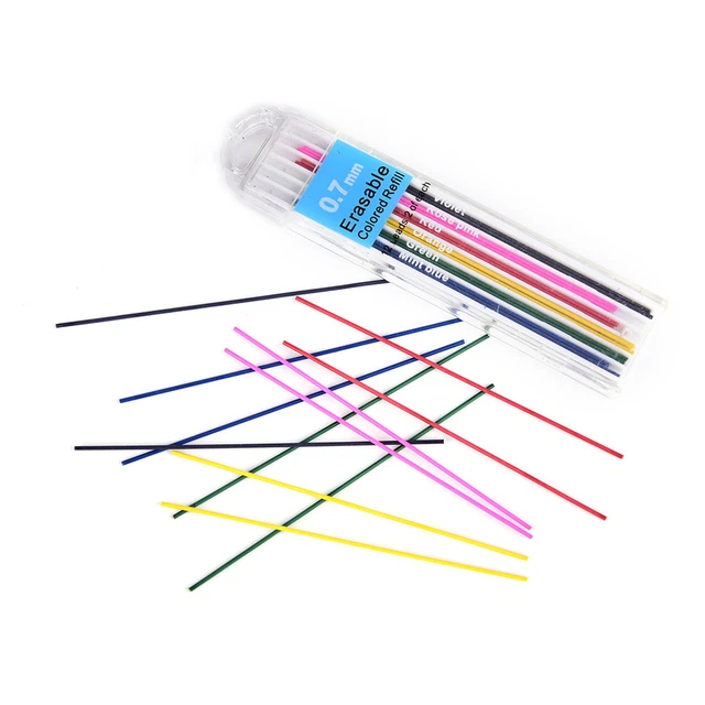 1 Box 0.7mm Colored Mechanical Pencil Refill Lead Erasable Student S.vio